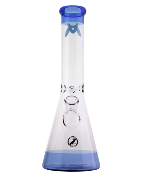 MAV Glass 12" Beaker Bong with Ink Blue Accents and Glass on Glass Joint, Front View