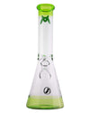 MAV Glass - Green Accent Color Beaker Bong with Percolator, Front View on White Background