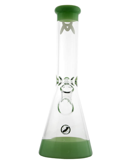 MAV Glass - 12" Beaker Bong with Sea Foam Green Accents and Percolator, Front View