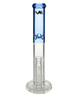 MAV Glass Honeycomb Perc Straight Tube Bong in Blue, Front View on White Background