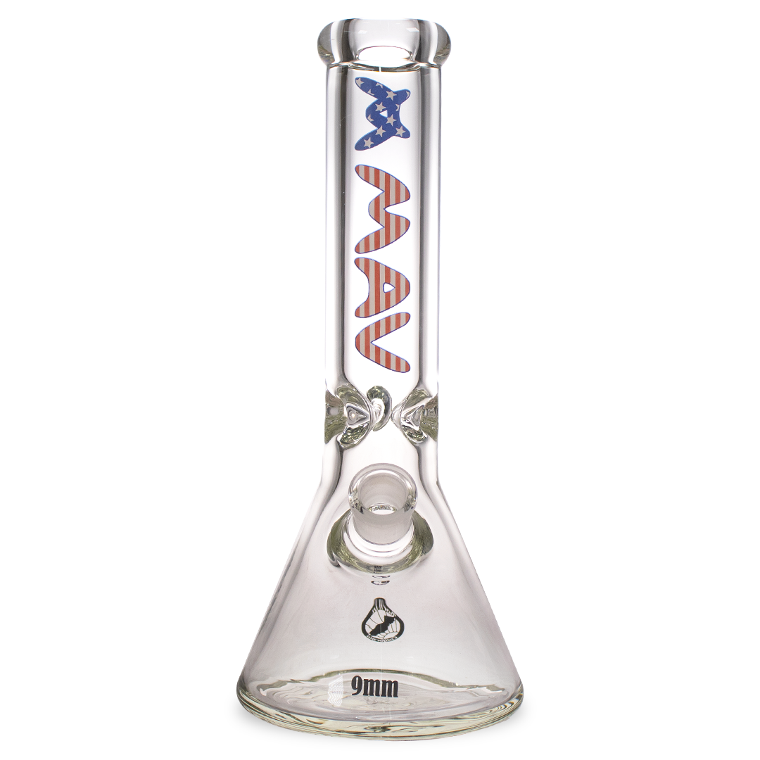 MAV Glass - 12" X 9mm Beaker Bong Mav Valor Special Edition with American Helix