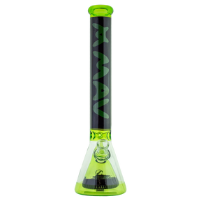MAV Glass 18" Manhattan Pyramid Beaker in Black/Ooze, with Slitted Pyramid Percolator - Front View