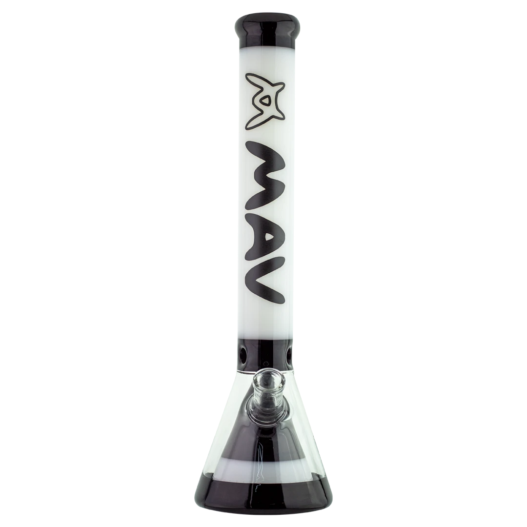 MAV Glass 18" Manhattan Pyramid Beaker in Black/White with Slitted Percolator - Front View