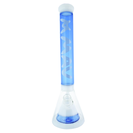 MAV Glass - 18" Manhattan Pyramid Beaker in White/Blue with Slitted Percolator - Front View