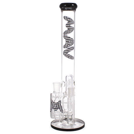 MAV Glass 18" Triple Honeycomb Bong with Ashcatcher in Black & White, Front View