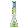 MAV Glass - 2 Tone Blue & Ooze Freezable Coil Beaker Bong with Slitted Pyramid Percolator