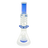 MAV Glass - 2 Tone Blue & White Freezable Coil Beaker Bong with Slitted Pyramid Percolator