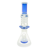 MAV Glass - 2 Tone Blue & White Freezable Coil Beaker Bong with Slitted Pyramid Percolator