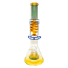MAV Glass 14" 2 Tone Gold & Smoke Beaker with Slitted Pyramid Percolator and Freezable Coil