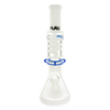 MAV Glass - 14" White 2 Tone Beaker with Freezable Coil and Slitted Pyramid Perc, Front View