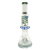 MAV Glass - 2 Tone White & Smoke Beaker Bong with Slitted Pyramid Percolator and Freezable Coil
