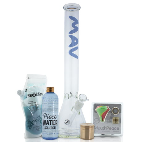 MAV Glass - 420 Bundle with Beaker Bong, Cleaning Solutions, and Accessories - Front View