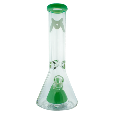 MAV Glass 12" Pyramid Beaker Bong, 7mm thick with 18-19mm joint, front view on white background