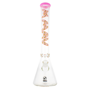 MAV Glass 18" 9mm Thick Beaker Bong with Pink Unicorns Design, Heavy Wall Side View