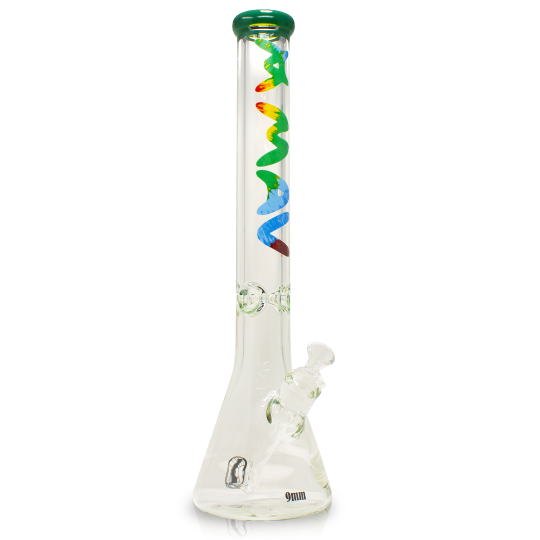 MAV Glass - 9mm Thick Forest Tie Dye Beaker Bong with Heavy Wall Side View