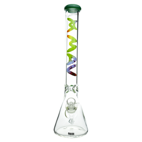 MAV Glass - 9mm Thick Forest Tie Dye Beaker Bong Front View on White Background