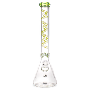 MAV Glass - 9mm Thick Ooze Bears Beaker Bong, 18" Height, Front View on White Background