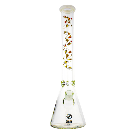 MAV Glass 18" Pizza Beaker Bong with 9mm thickness and heavy wall, front view on white background