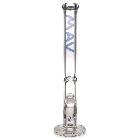 MAV Glass 18" Straight Tube Bong, 9mm Thick Heavy Wall, Front View on White Background