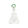 MAV Glass - Beaker Banger Hanger Dab Rig, 7", Forest Green Accents, Disc Percolator, Front View