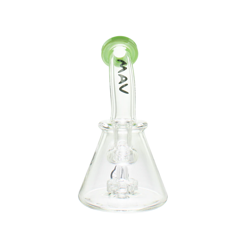 MAV Glass 7" Beaker Banger Hanger Rig in Slyme Green with Disc Percolator - Front View