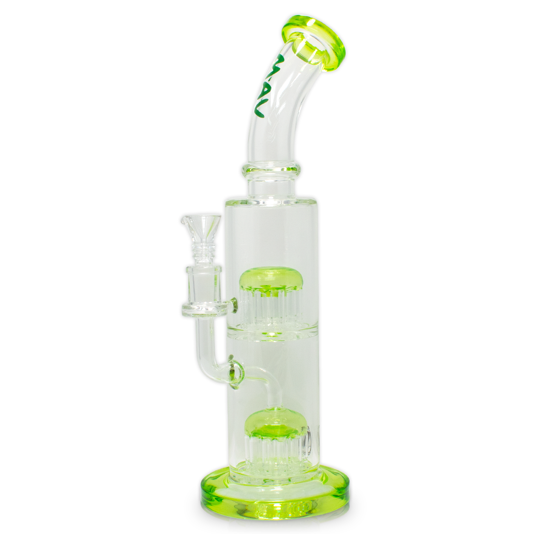 MAV Glass - Double Arms Chamber Rig with Glass on Glass Joint, 14" Tall, Front View