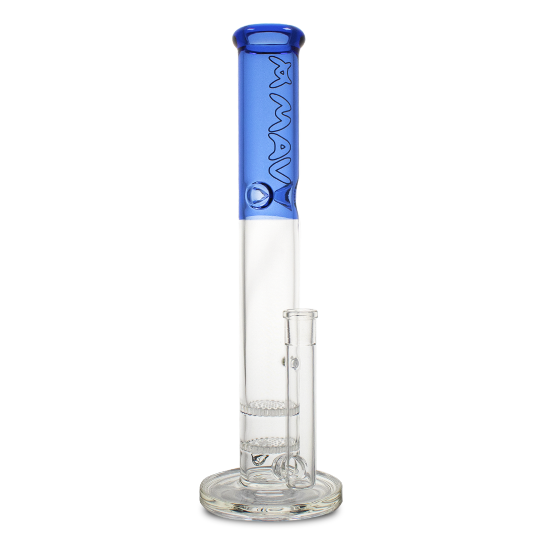 MAV Glass - 16" Double Honeycomb Straight Tube Bong in Blue with Thick Glass