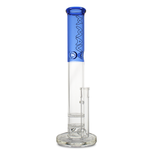 MAV Glass - 16" Double Honeycomb Straight Tube Bong in Blue with Thick Glass