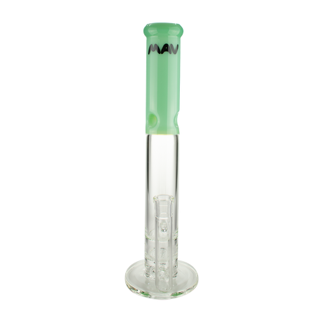 MAV Glass 16" Double Honeycomb Straight Tube Bong in Seafoam, Front View on White Background