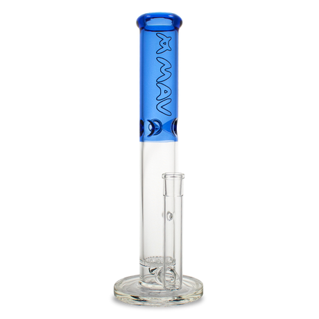 MAV Glass 15'' Honeycomb Straight Tube Bong in Blue with Thick Glass, Front View