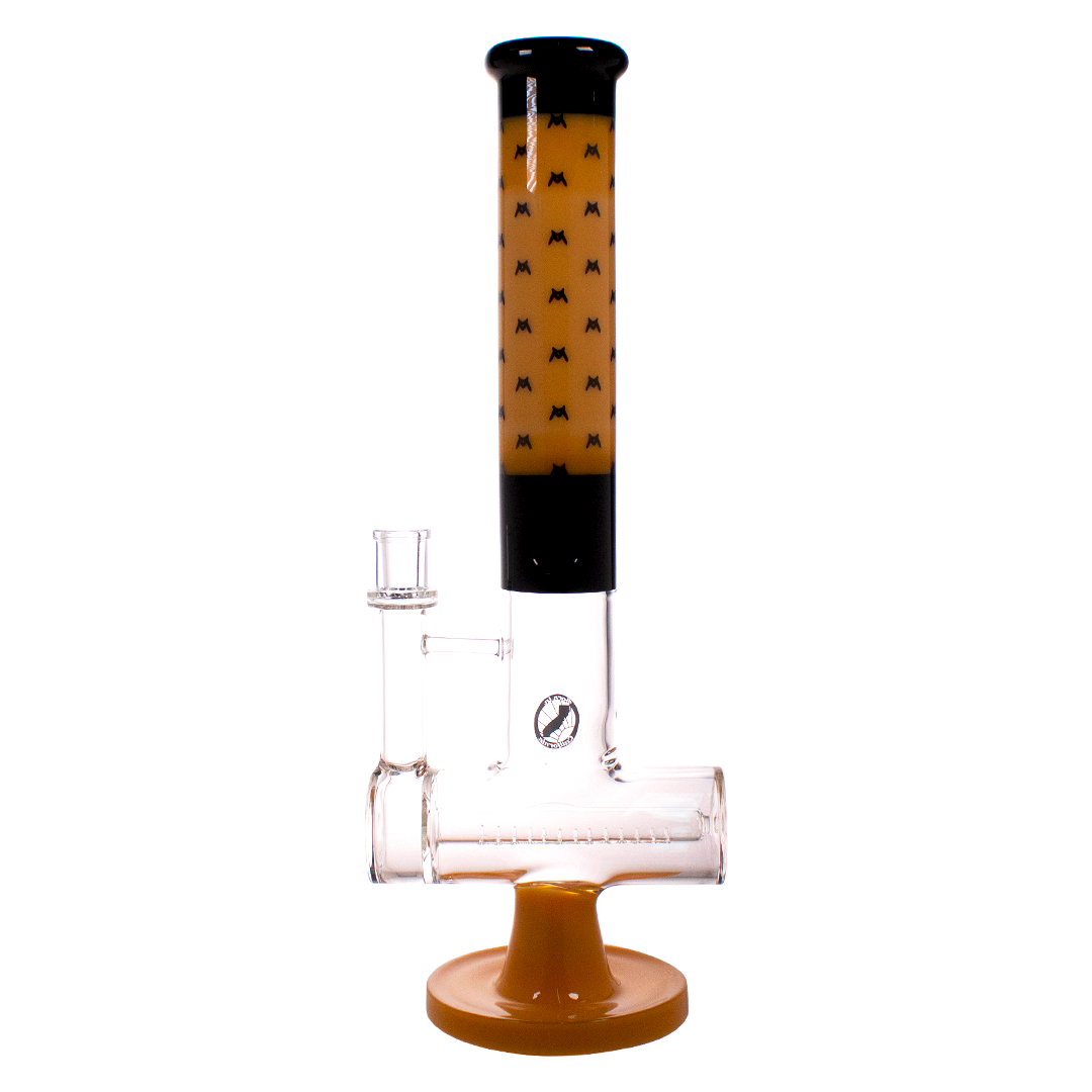 MAV Glass - Large Inline Wig Wag Bong with Horizontal Slits, 18" Height, Front View