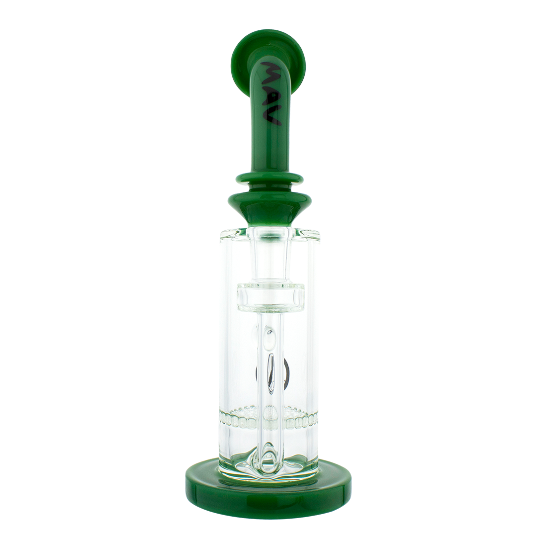 MAV Glass - Mini Bent Neck Bong with Honeycomb Perc, 9" Height, 14mm Joint - Front View