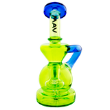MAV Glass - Mini Tahoe Bulb Recycler Dab Rig in Ooze with Blue Accents, 7" Hole Diffuser Percolator