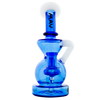 MAV Glass - Mini Tahoe Bulb Recycler Dab Rig in White & Blue with Hole Diffuser, Front View