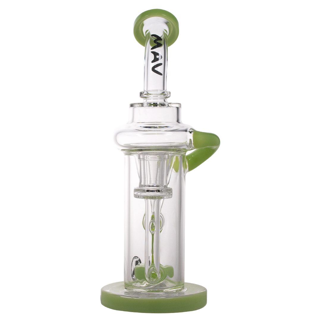 MAV Glass Maverick Pch Recycler Dab Rig with Vortex Percolator, Front View on White Background