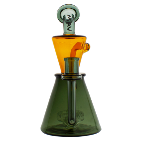 MAV Glass - Santa Monica Slitted Puck Perc Dab Rig with Vortex Percolator, 9" height, and 14mm Female Joint - Front View