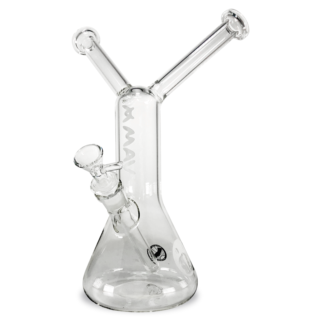 MAV Glass - The Bestie Beaker Bong Clear, Front View, 11" Height, 14mm Joint, Made in USA