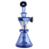 MAV Glass - The Beverly Subtl Collab 9" Hourglass Recycler Dab Rig in Blue - Front View