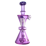 MAV Glass - The Beverly Subtl Collab 9" Hourglass Recycler Dab Rig in Purple - Front View
