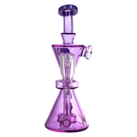 MAV Glass - The Beverly Subtl Collab 9" Hourglass Recycler Dab Rig in Purple - Front View