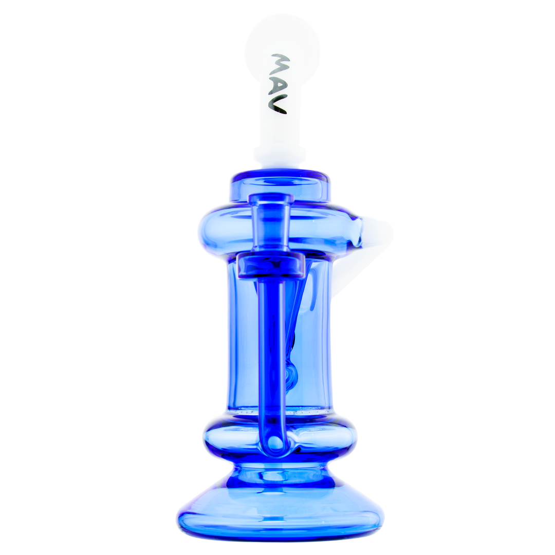 MAV Glass - The Big Bear Recycler Dab Rig in Blue & White with Honeycomb Percolator - Front View