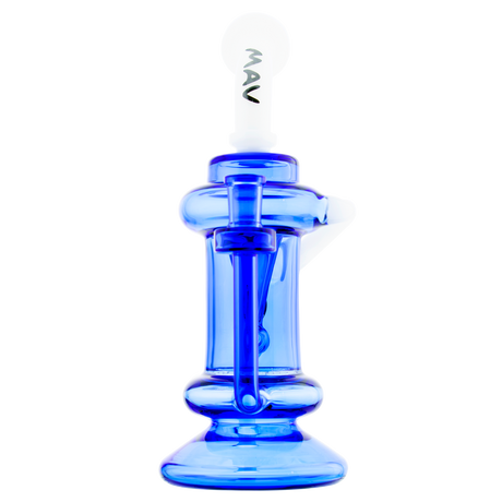 MAV Glass - The Big Bear Recycler Dab Rig in Blue & White with Honeycomb Percolator - Front View