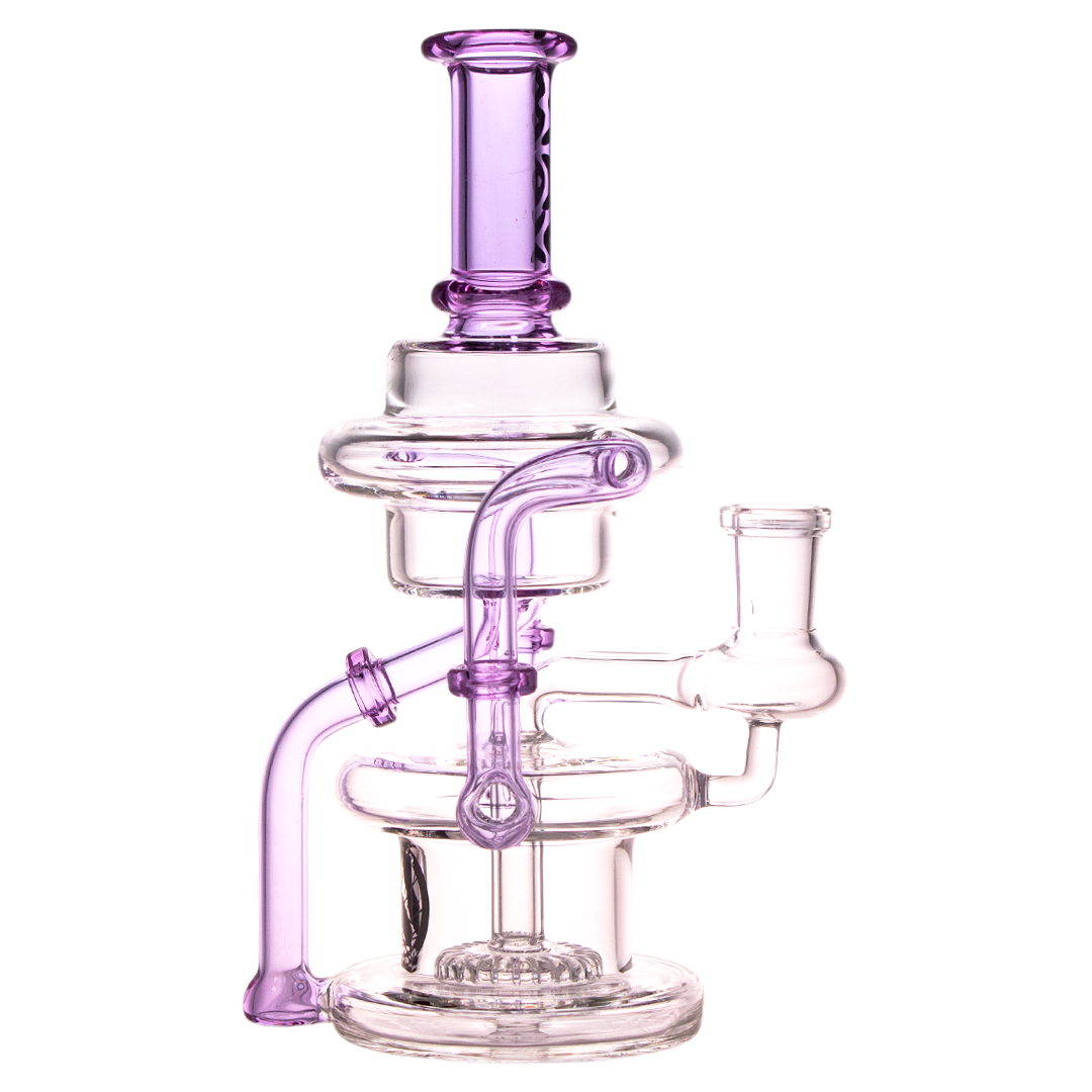 MAV Glass - The Griffith Microscopic Slitted Puck Recycler with Showerhead Percolator, 8" Tall, Front View
