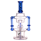 MAV Glass - Ink Blue Griffith Microscopic Slitted Puck Recycler, Front View on White
