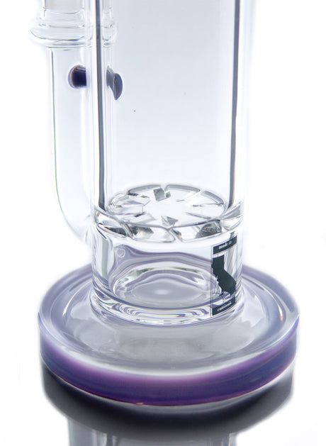 MAV Glass - 11" Turbine Bong with 90 Degree Joint and Purple Accents, Close-up Side View