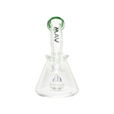 MAV Glass Mini Bent Neck Beaker in Forest Green, 7" Compact Design with 14mm Joint, Front View