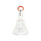 MAV Glass Mini Bent Neck Beaker in Orange, 7" Compact Bong with Glass on Glass Joint