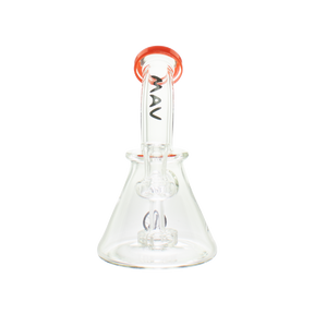 MAV Glass Mini Bent Neck Beaker in Orange, 7" Compact Bong with Glass on Glass Joint