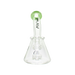 MAV Glass Mini Bent Neck Beaker in Slime variant, 7" height, 14mm joint, portable design, front view on white background