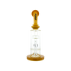 MAV Glass Mini Bent Neck Honey Bong in Butter color with Honeycomb Percolator - Front View